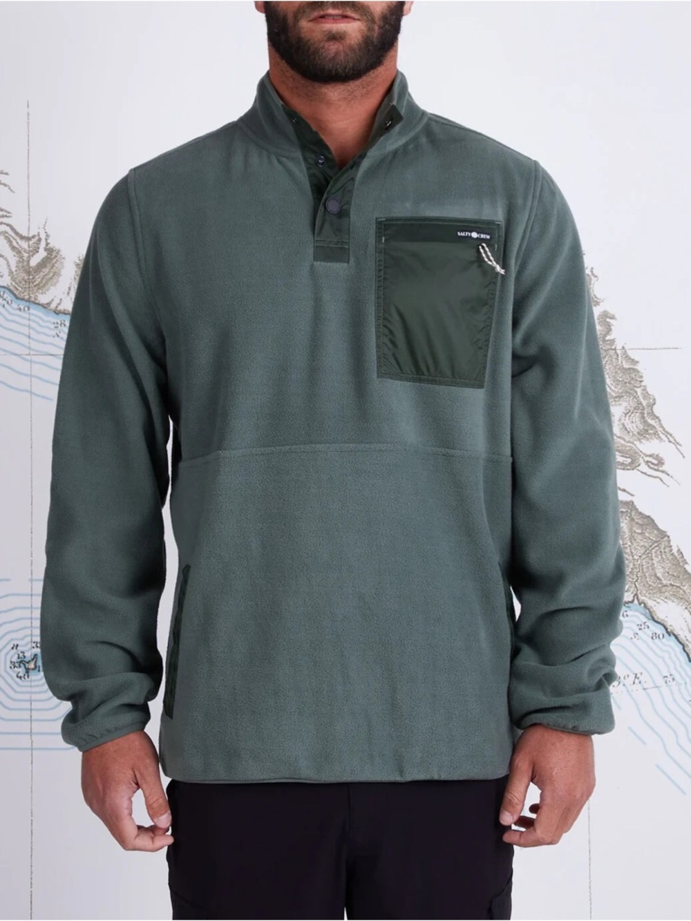Salty Crew NWOT Edgewater Fleece Green Pullover L